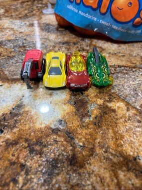 Kids Toy Car Bundle - Yellow, Red, Green, and Pink Mini Vehicles